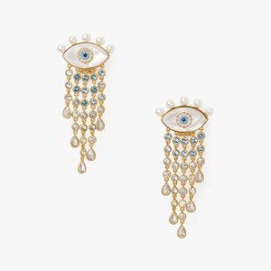 Kate Spade - Evil Eye Dangle Statement Fringe Earrings
